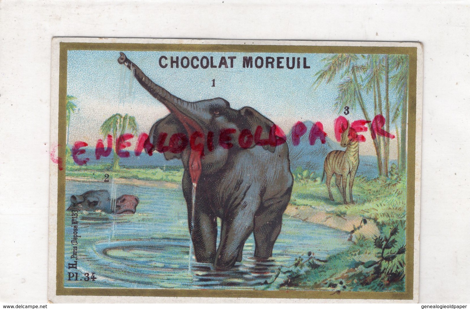 75- PARIS-CHROMO CHOCOLAT MOREUIL- LES PACHYDERMES -ELEPHANT - Lombart