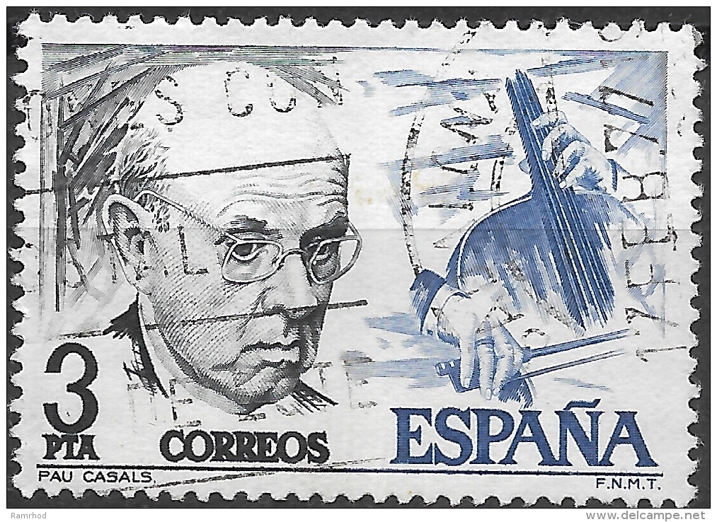 SPAIN 1976 Birth Centenaries - 3p Pablo Casals And Cello FU - Used Stamps