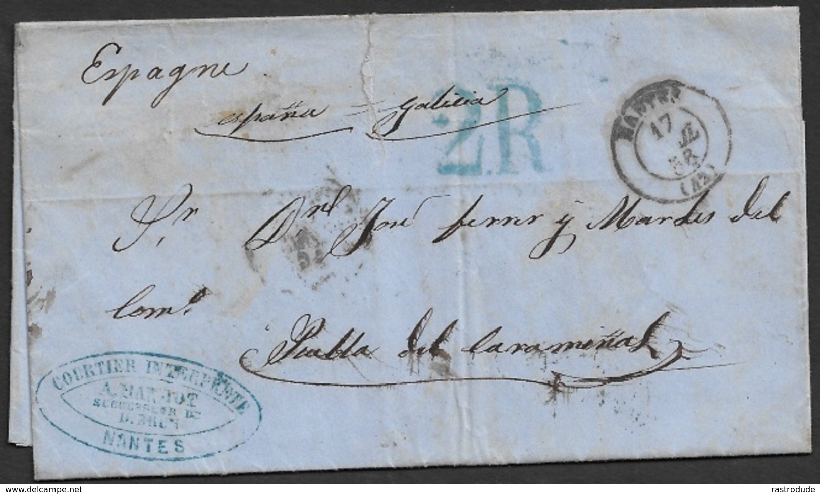 1856 LAC Nantes A Puebla De Caramiñal, Espagne, Galicia - 1849-1876: Classic Period