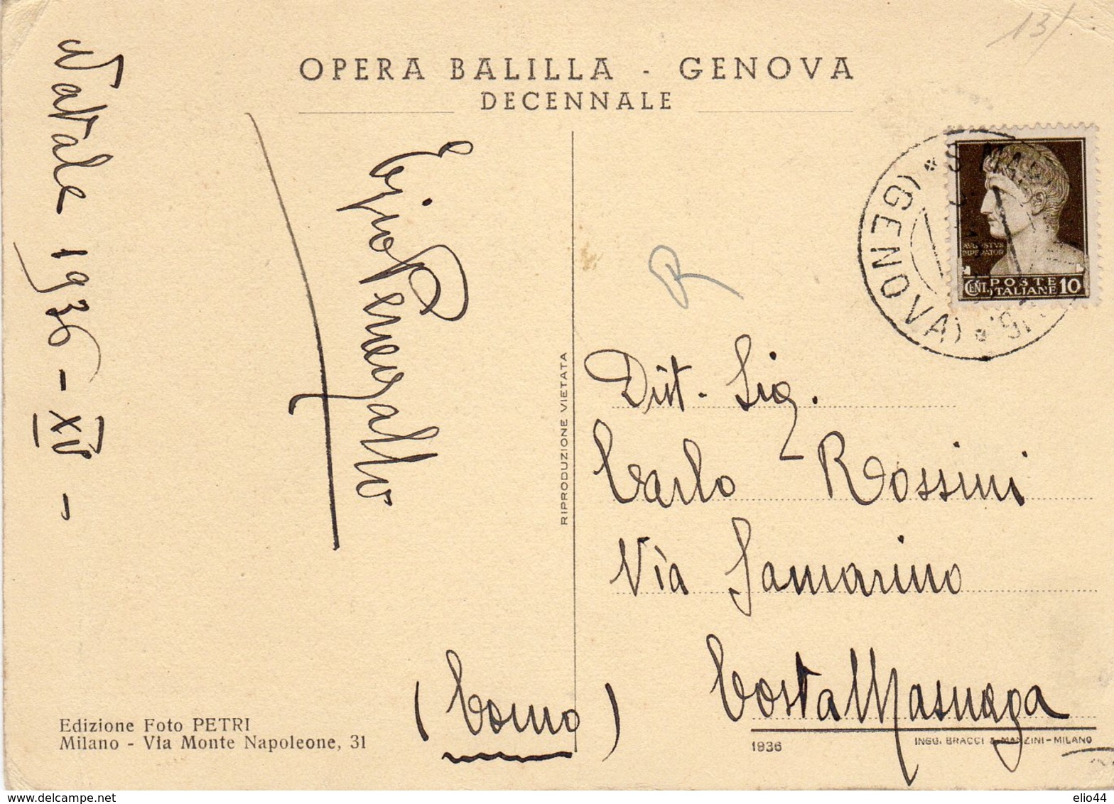 Genova -Ventennio Fascista - Opera Balilla - Decennale - - Weltkrieg 1939-45