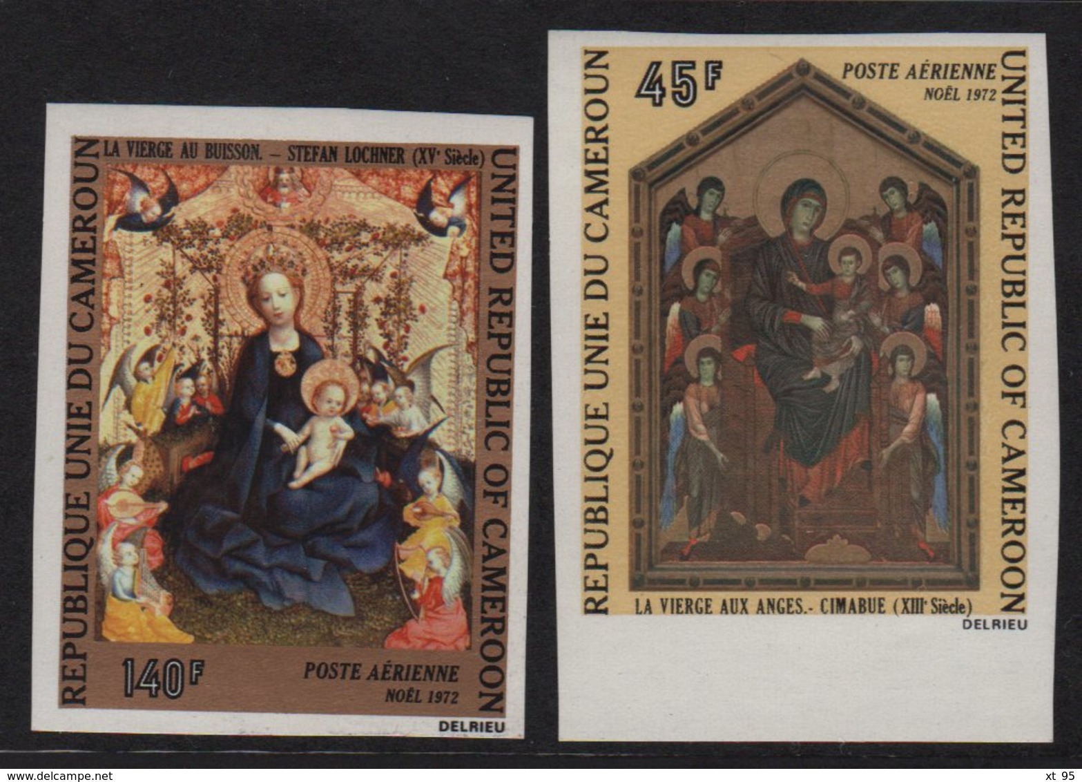 Cameroun - PA N°208 + N°209 Non Denteles ** - Noel 1972 - Vierge Aux Anges - Vierge Au Buisson - Camerún (1960-...)