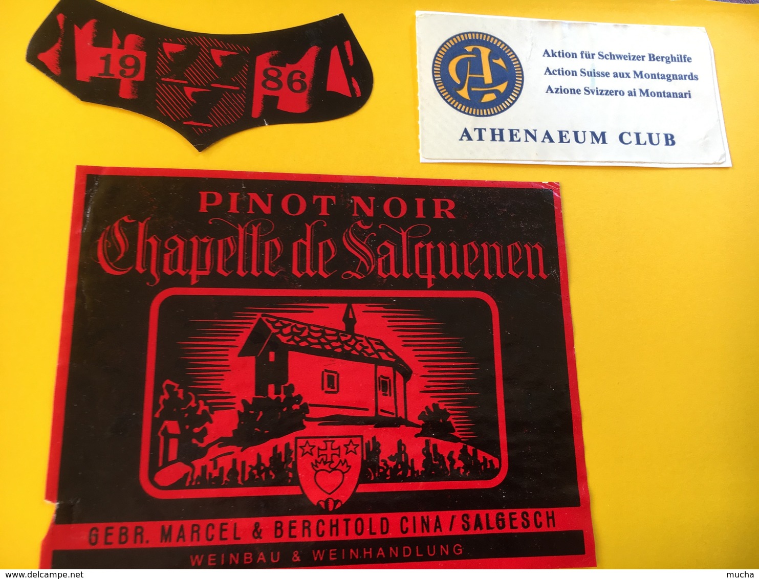 8809 -  Pinor Noir Chapelle De Salquenen 1986 Suisse Athenaeum Action Suisse Aux Montagnards - Montagnes