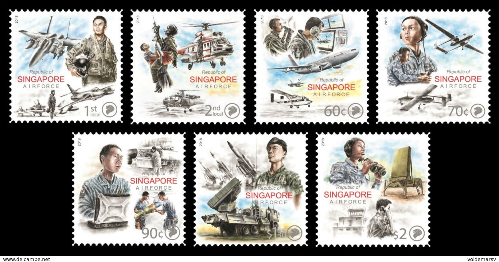 Singapore 2018 Mih. 2539/45 Aviation. Republic Of Singapore Air Force. Aircrafts. Helicopters. Rockets MNH ** - Singapore (1959-...)