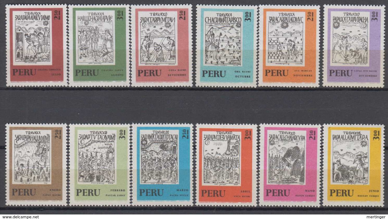 Peru 12 Stamps Ex Mi# 867-920 ** MNH INKA  1972-73 - Peru