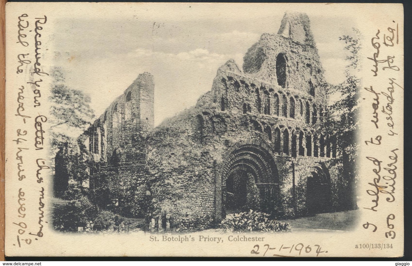 °°° 11678 - UK - ST. BOTOLPH'S PRIORY , COLCHESTER - 1904 With Stamps °°° - Colchester