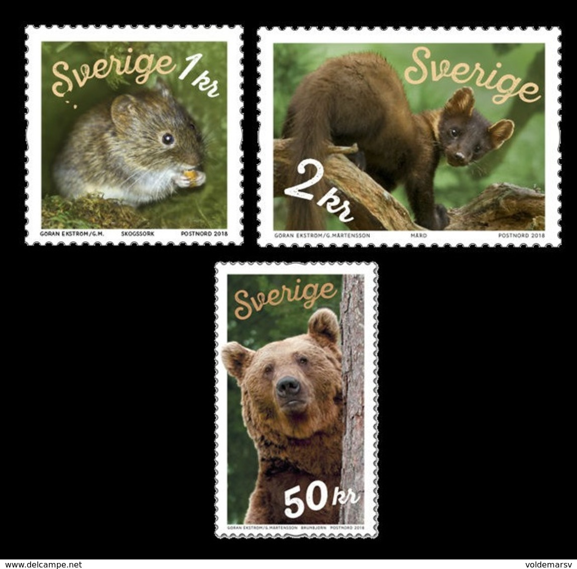 Sweden 2018 Mih. 3236/38 Forest Fauna. Bank Vole. Pine Marten. Brown Bear MNH ** - Unused Stamps