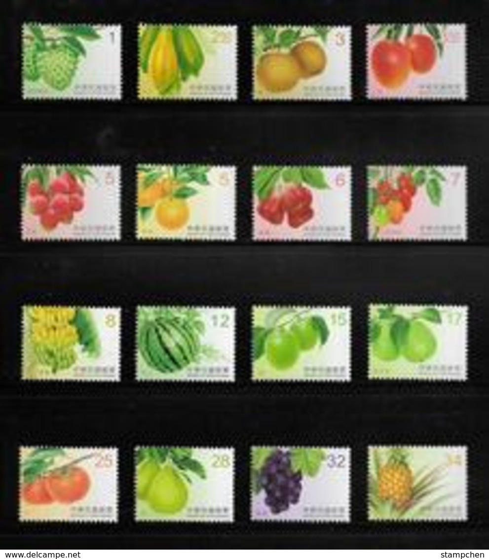 Complete Series 2016-2017  Taiwan Fruit Stamps (I-IV) Papaya Banana Orange Grape Tomato Pineapple Post - Fruits
