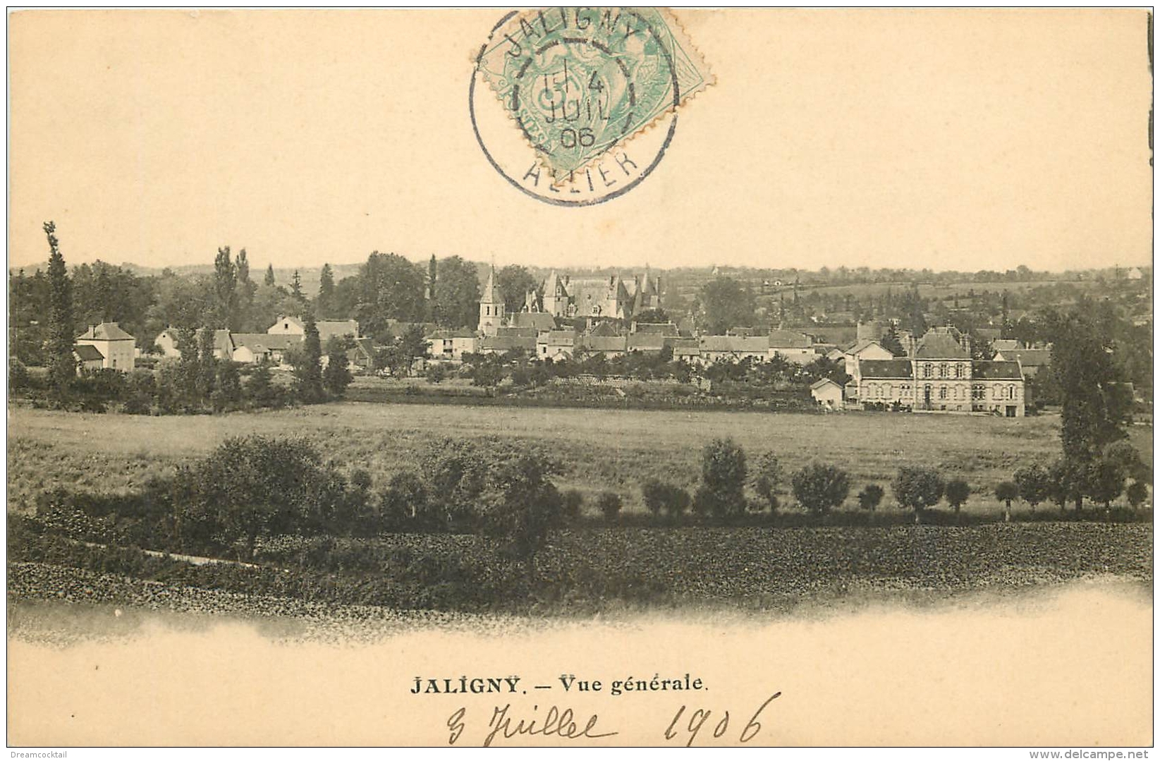 WW 03 JALIGNY. Vue Sur Le Village 1906 - Autres & Non Classés