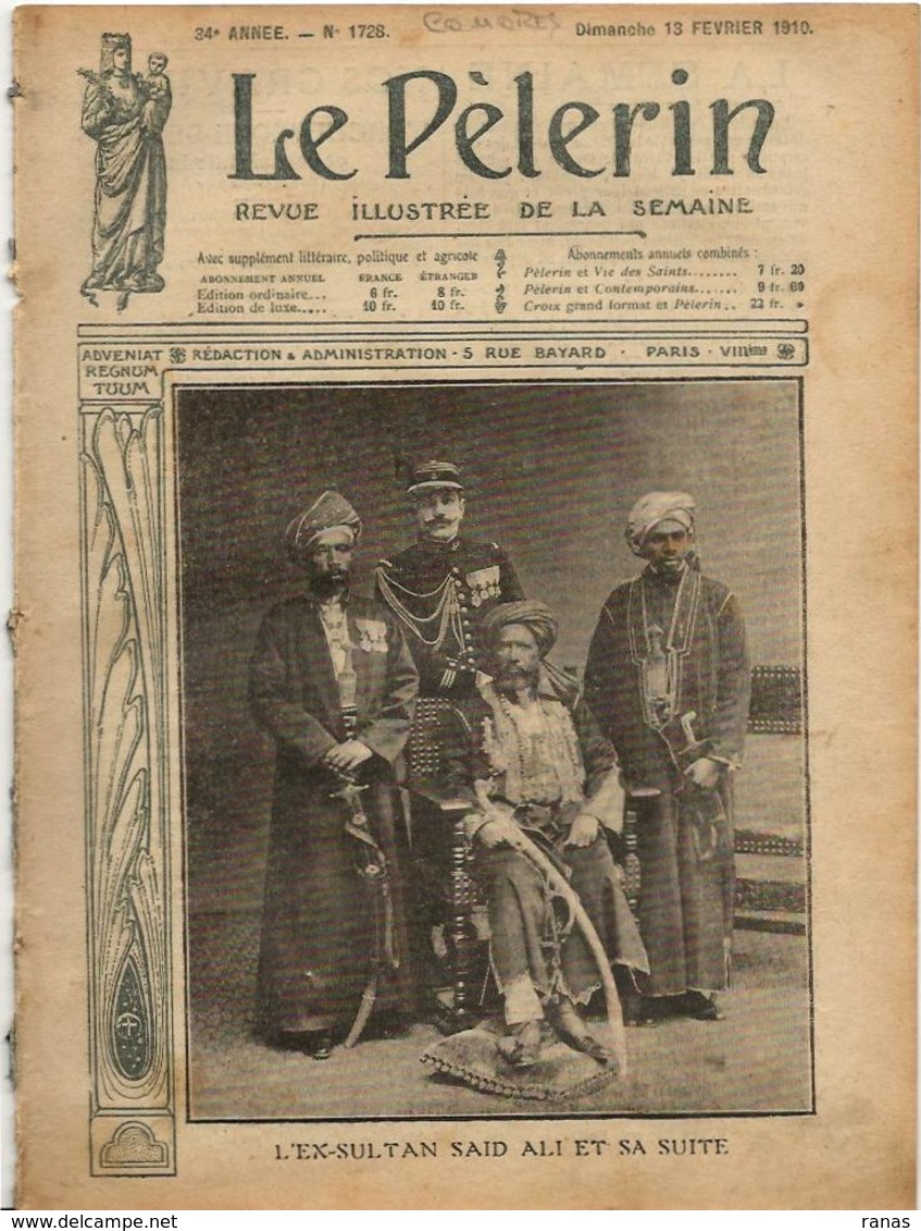 Les Comores Madagascar Revue Le Pélerin  N° 1728 De 1910 - Other & Unclassified