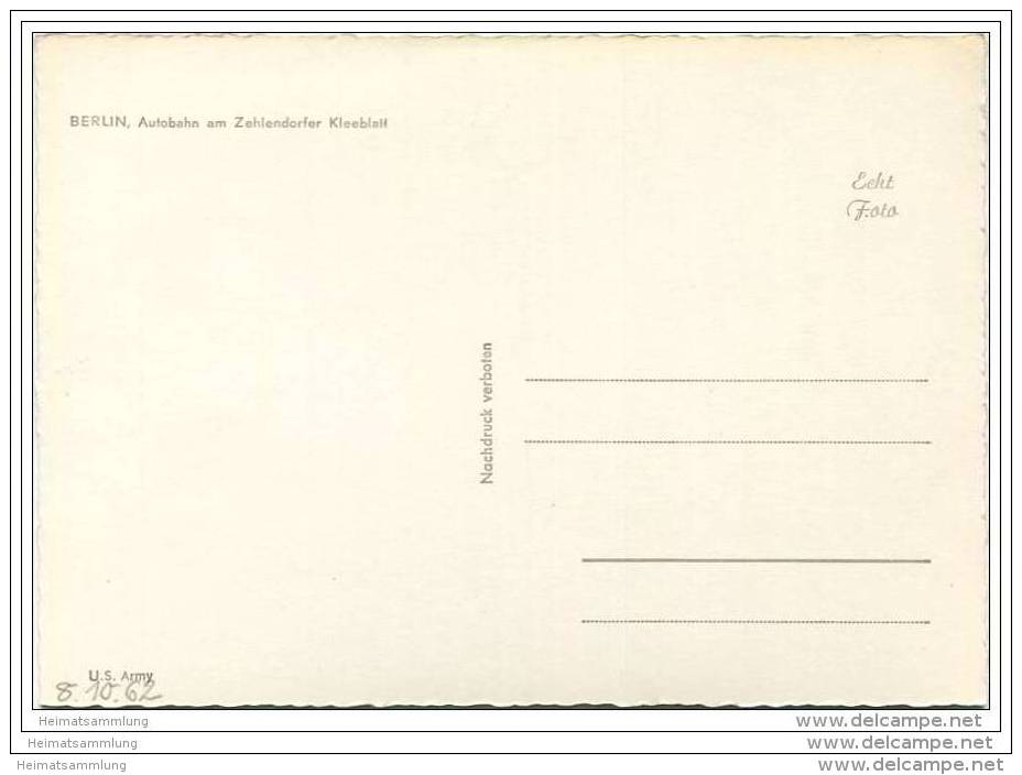 Berlin - Autobahn Am Zehlendorfer Kleeblatt - Foto-AK Grossformat 1962 Luftaufnahme U.S. Army - Zehlendorf