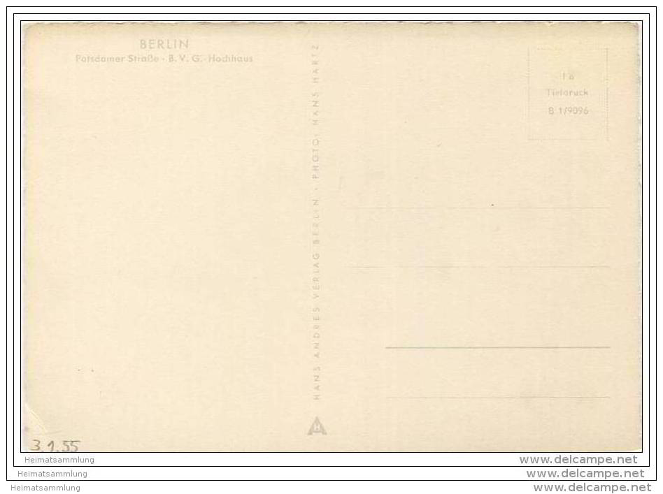 Berlin-Schöneberg - Potsdamer Strasse - B.V.G. Hochhaus - AK Grossformat 50er Jahre - Schoeneberg