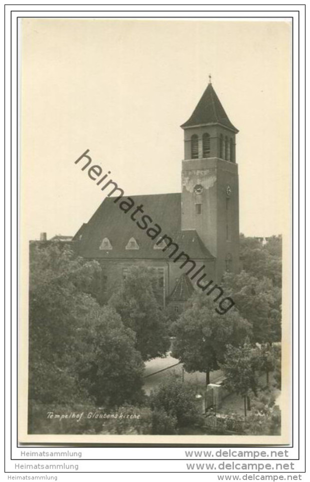 Berlin-Tempelhof - Glaubenskirche - Foto-AK 1952 - Tempelhof