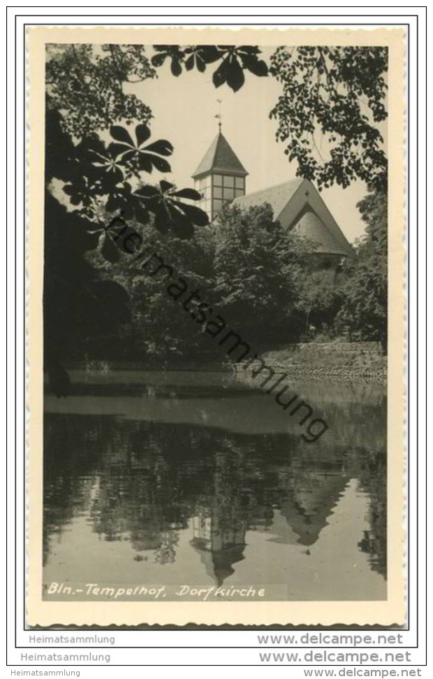 Berlin-Tempelhof - Dorfkirche - Foto-AK 1956 - Tempelhof