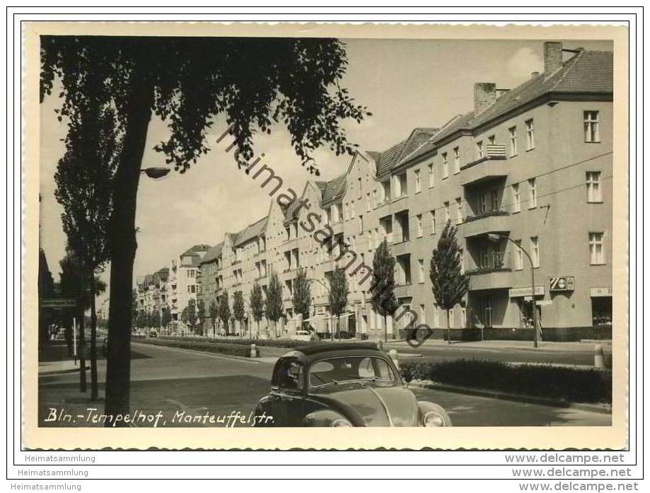 Berlin-Tempelhof - Manteuffelstrasse Ecke Kaiserin-Augusta Strasse - Beleuchtungshaus Prill - Foto-AK Großformat 1959 - Tempelhof