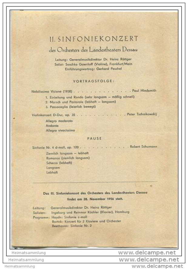 Landestheater Dessau - Spielzeit 1956/57 Nummer 12 - Programmheft II. Sinfoniekonzert - Teatro & Danza