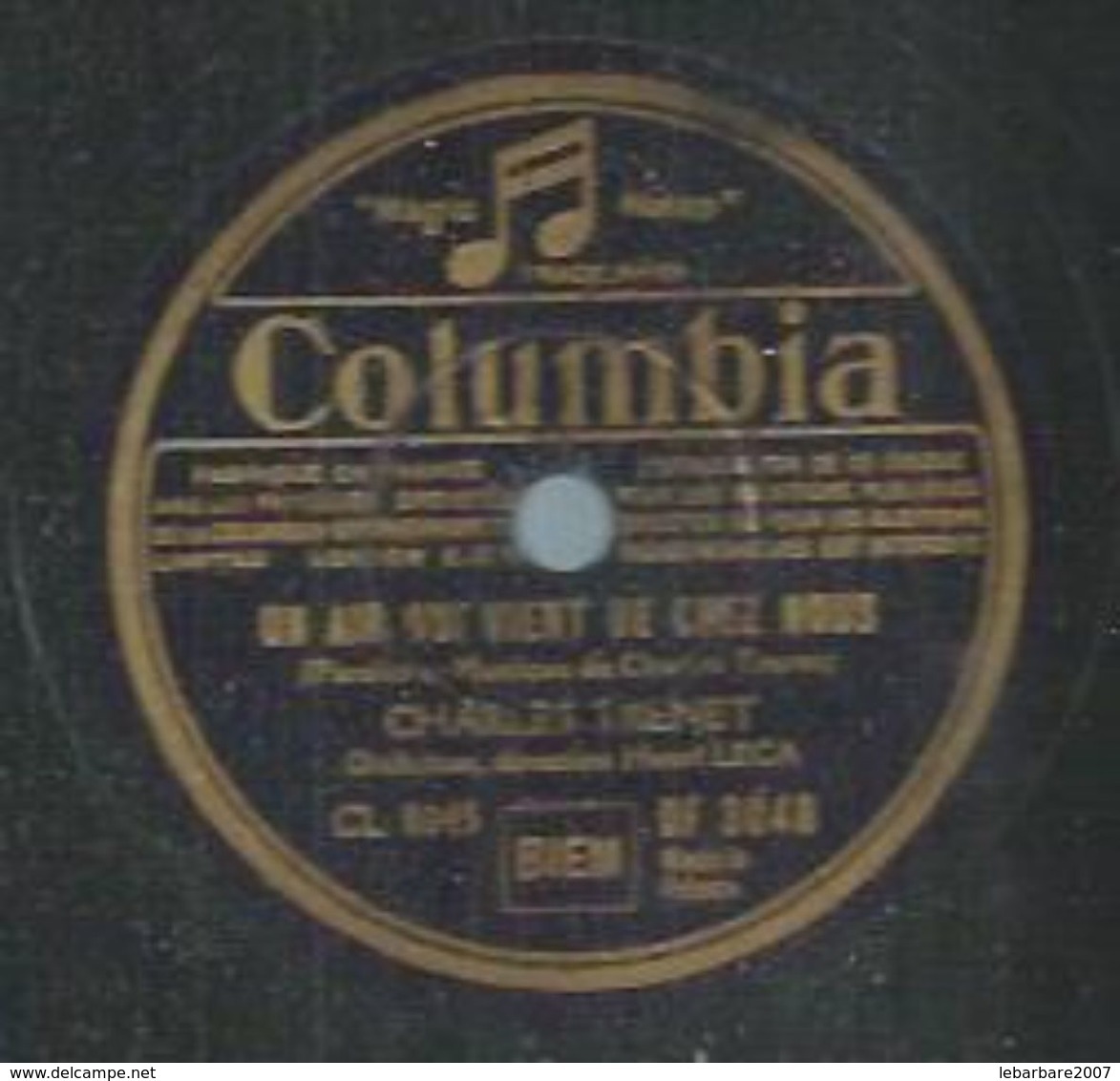 78 Tours - CHARLES TRENET  - COLUMBIA 2048  " UN AIR QUI VIENT DE CHEZ NOUS " + " ON DANSE A PARIS " - 78 T - Disques Pour Gramophone