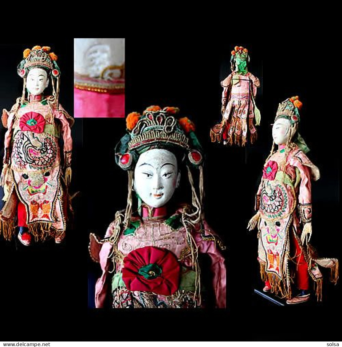 -Thiezi Kuilei, Ancienne Marionnette De Chine : Membre De La Famille Impériale /Old Chinese Puppet Imperial Court Member - Art Asiatique