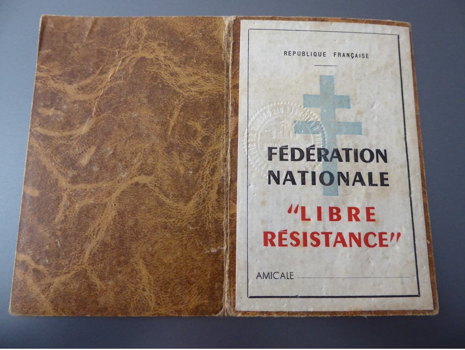 CARTE  De  RESISTANT  " FEDERATION  NATIONALE  LIBRE  RESISTANCE " - 1939-45