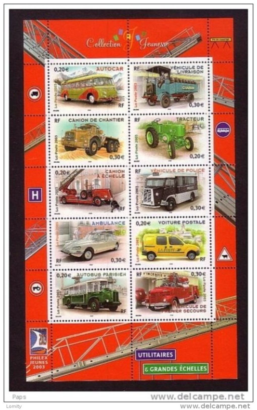 France Bloc Feuillet Neuf Luxe ** 2003 N° 63 Pompier Ambulance Citroen DS Faciale 2.50€ Lot Vendu Sous Faciale - Neufs