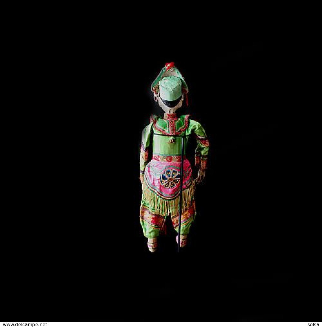 -Ancienne Marionnette De Chine : Officier Militaire Jeune Capitaine/ Old Chinese Puppet Featuring A Young Military Offic - Art Asiatique