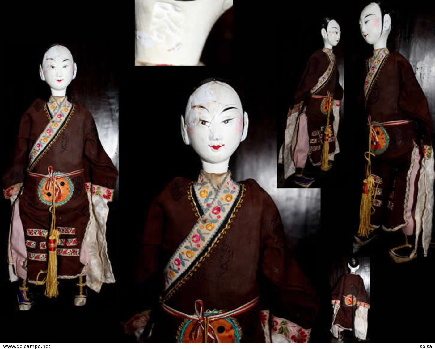 Ancienne Marionnette De Chine : étudiant / Old Chinese Puppet Featuring A Young Student - Art Asiatique