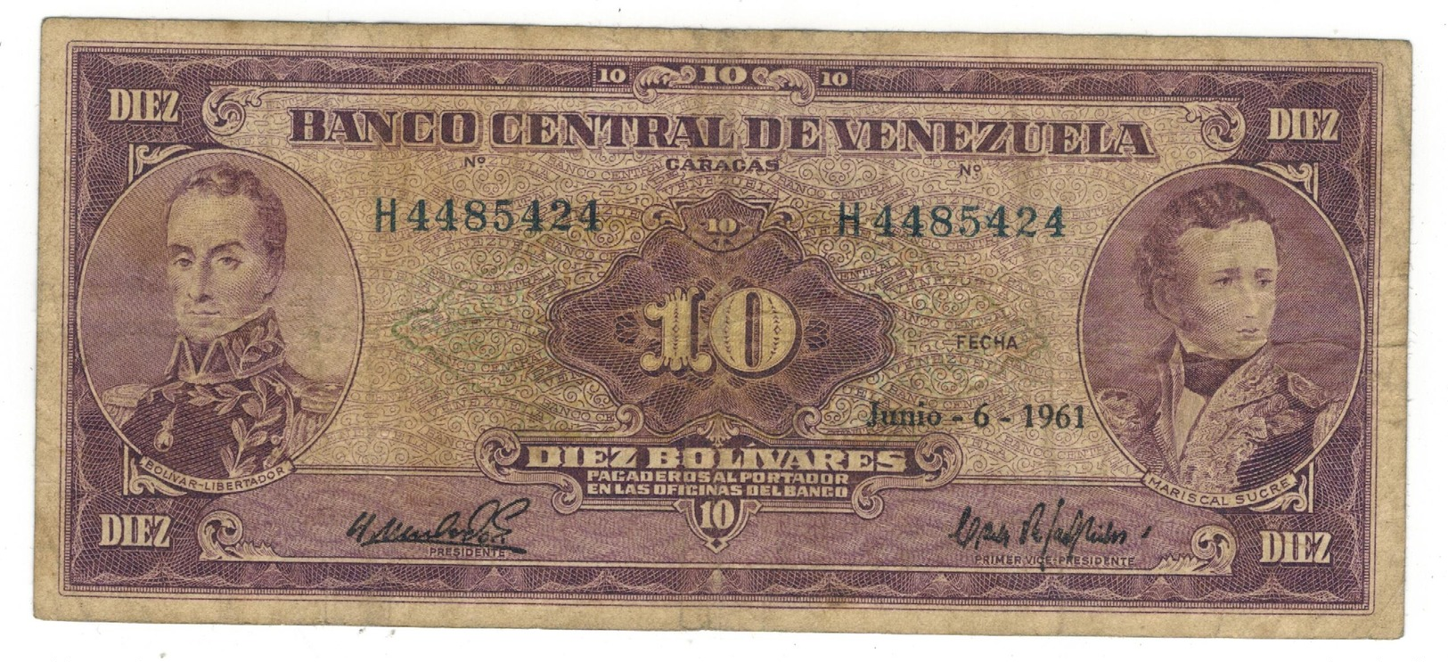 Venezuela 10 Bs 1961, F. Rare. - Venezuela