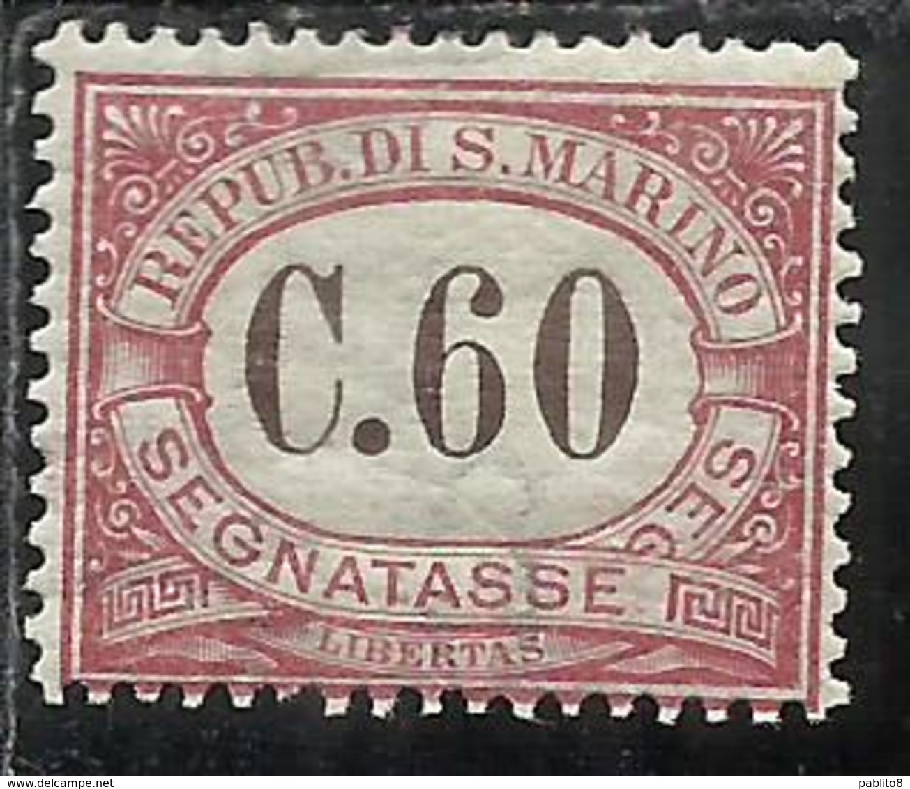 REPUBBLICA DI SAN MARINO 1924 SEGNATASSE POSTAGE DUE TASSE TAXE CENT. 60c MNH BEN CENTRATO - Segnatasse