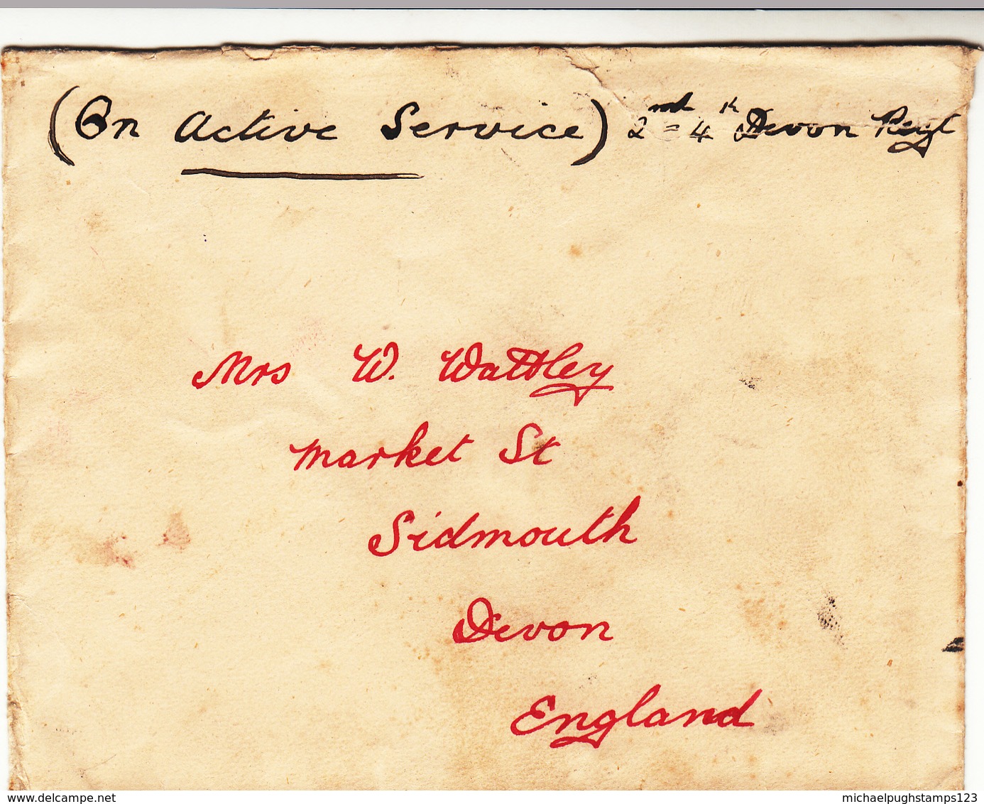 India / G.B. / Active Service Mail / Devon Regiment / Tax - Altri & Non Classificati