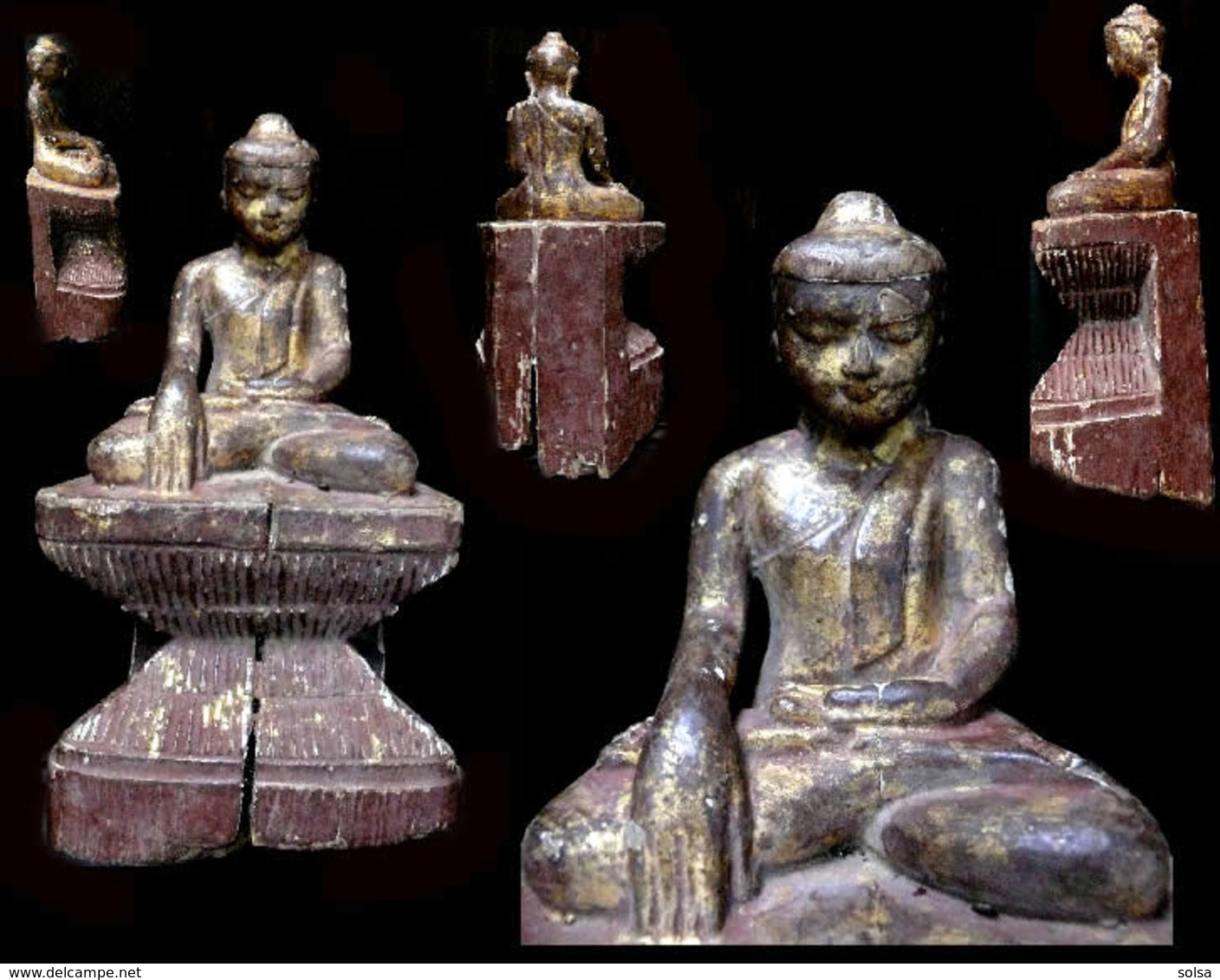 Beau Bhumisparsa Bouddha De Mandalay XIXème / Old Burmese Bhumisparsa Buda Sculpture From Mandalay Area - Religione & Esoterismo