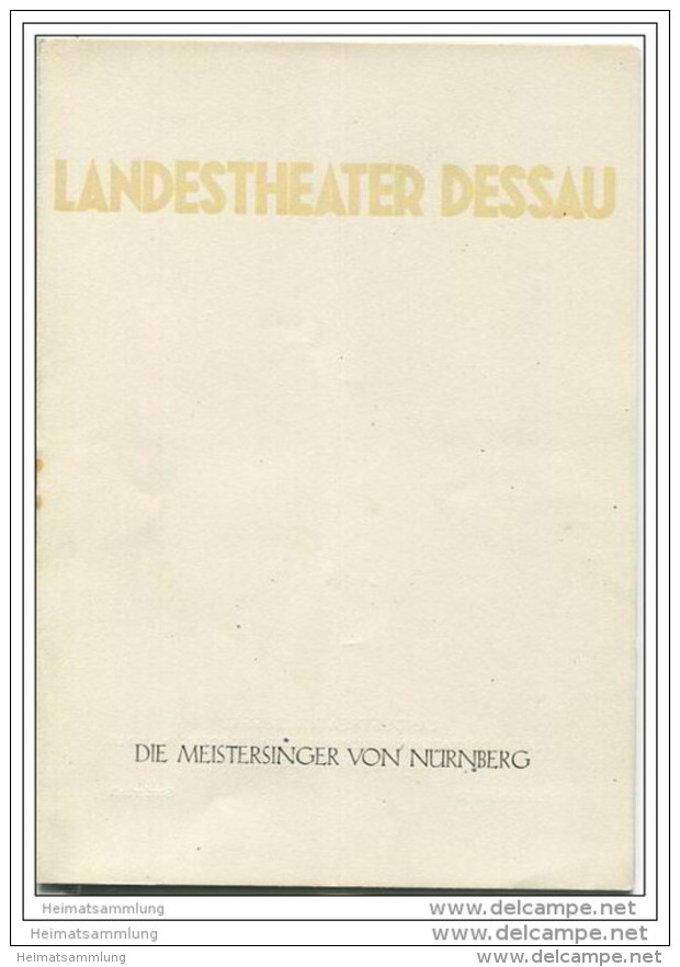 Landestheater Dessau - Spielzeit 1958/59 Sonderheft - Die Meistersinger Von Nürnberg Von Richard Wagner - Theater & Dans