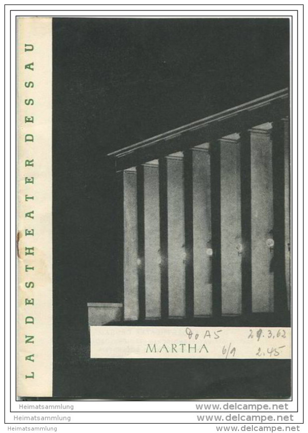 Landestheater Dessau - Spielzeit 1962 Nummer 8 - Martha Von Friedrich Von Flotow - Ina Fassbaender - Erna Bellmann - Theatre & Dance
