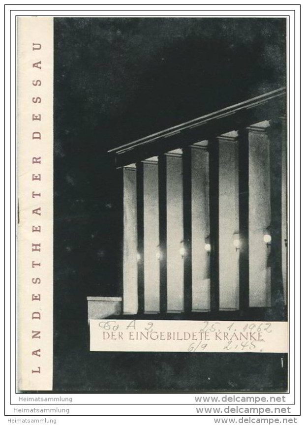 Landestheater Dessau - Spielzeit 1961 Nummer 38 - Der Eingebildete Kranke Von Molière - Eberhard Kratz - Teatro E Danza