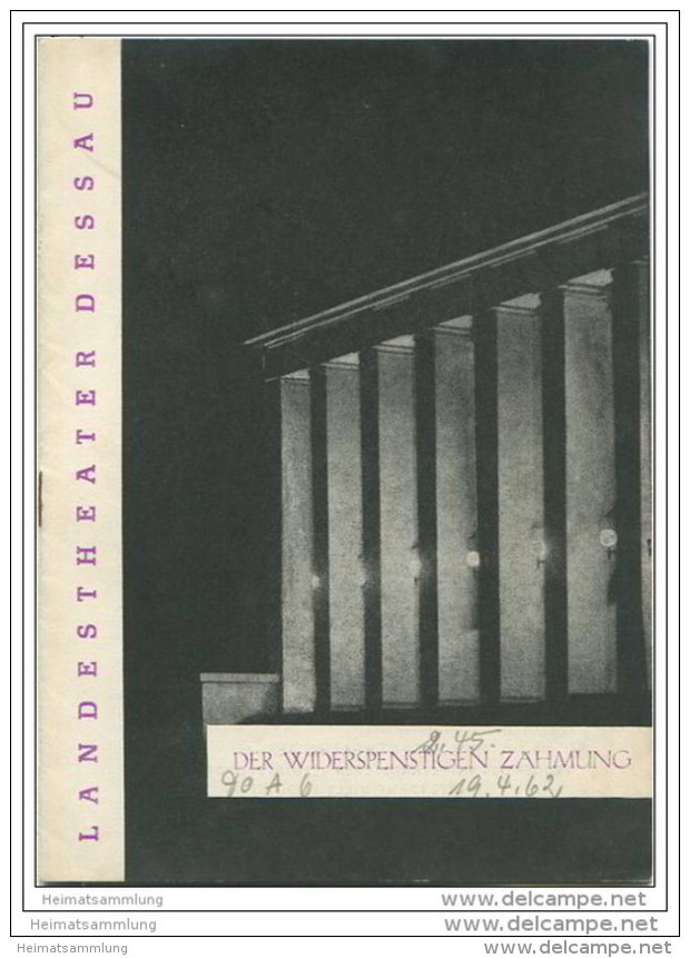 Landestheater Dessau - Spielzeit 1962 Nummer 9 - Der Widerspenstigen Zähmung Von William Shakespeare - Walter Martin - Teatro & Danza