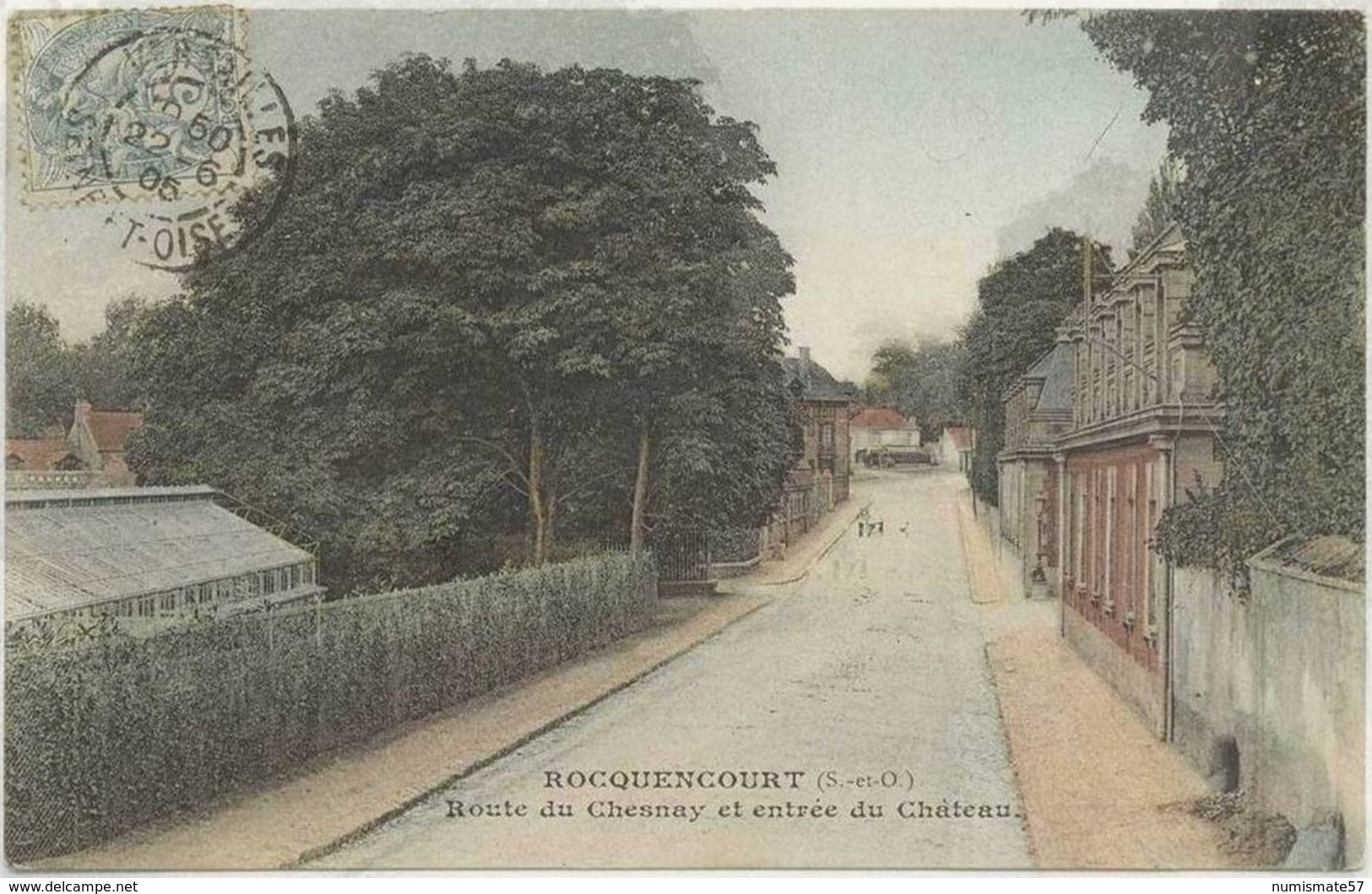 CPA ROCQUENCOURT - Route Du Chesnay Et Entrée Du Château - 22/06/1905 - Rocquencourt