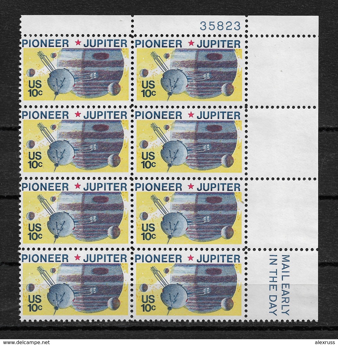 US 1975 SPACE PIONEER JUPITER PLATE BLOCK OF 8 SCOTT 1556,VF-XF MNH** - Plate Blocks & Sheetlets