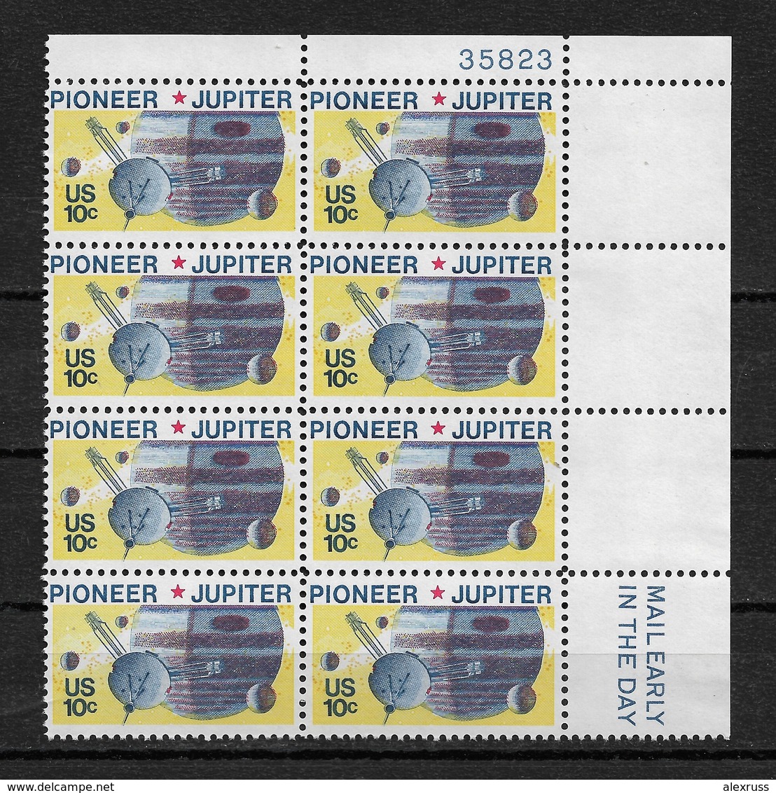 US 1975 SPACE PIONEER JUPITER PLATE BLOCK OF 8 SCOTT 1556,VF-XF MNH** - Plattennummern