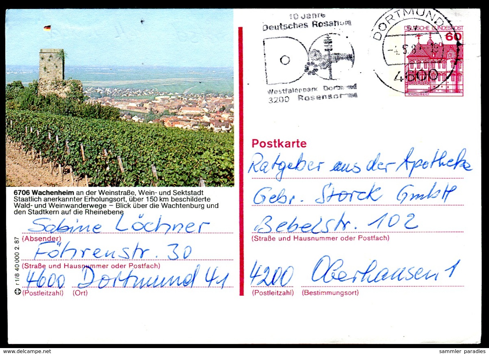 84788) BRD - P 138 - R1/8 - OO Gestempelt - 6706 Wachenheim, Teilansicht Mit Weinreben - Geïllustreerde Postkaarten - Gebruikt