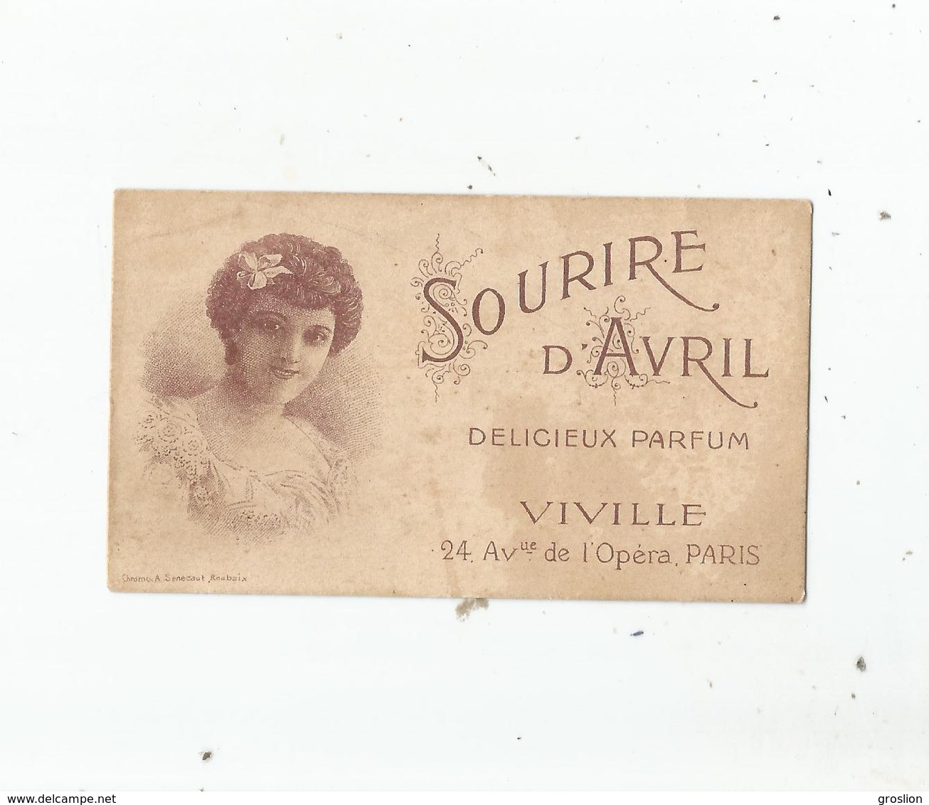 CARTE PARFUMEE ANCIENNE SOURIERE D'AVRIL DE VIVILLE PARIS - Anciennes (jusque 1960)