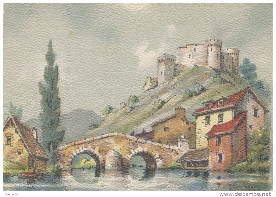 Illustrateurs - Barday - Paysage Château-Fort - Barre Dayez 1943 - Barday