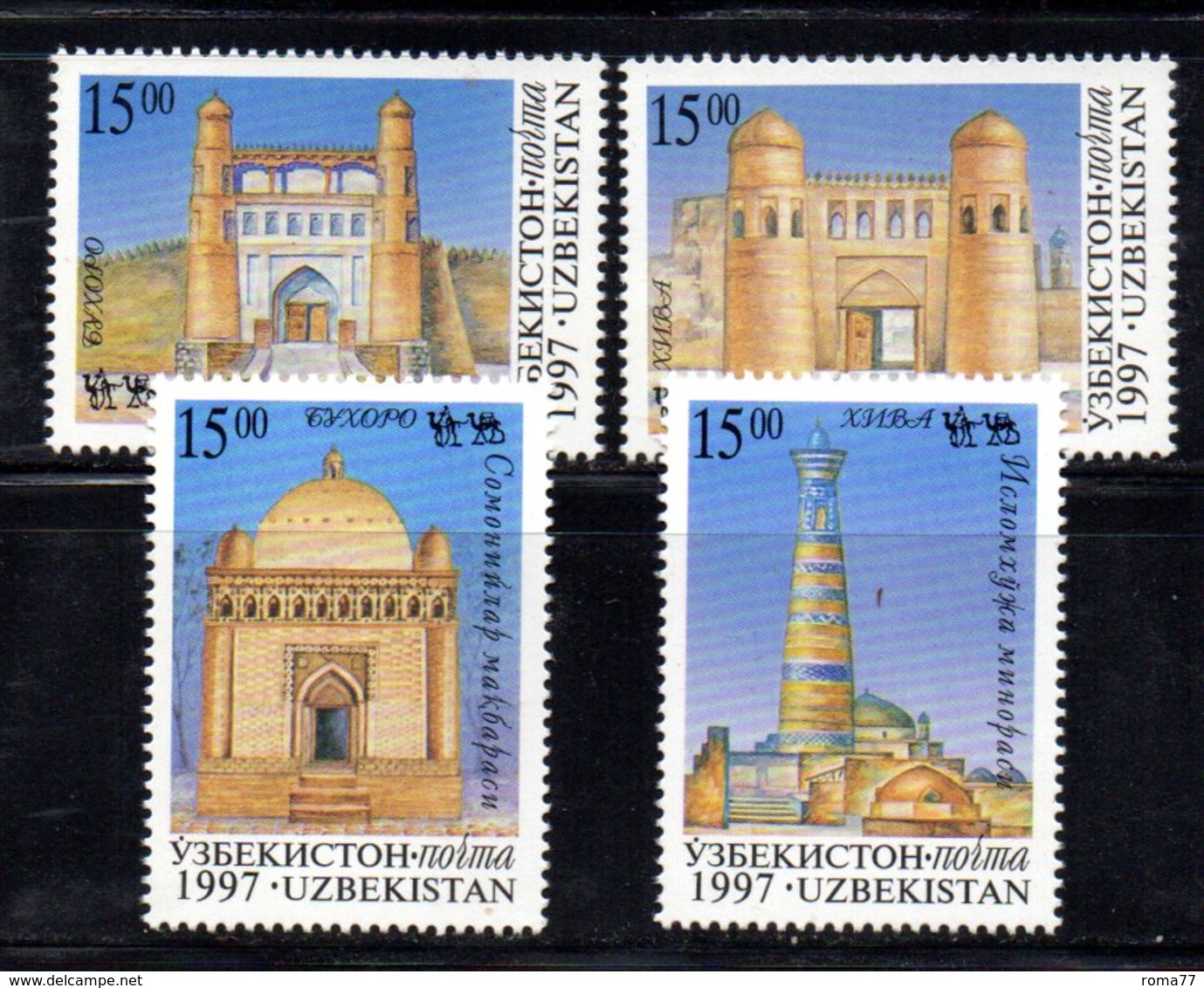 725 490 - UZBEKISTAN 1997 , Unificato Serie N. 152/155  ***  Via Della Seta - Uzbekistan