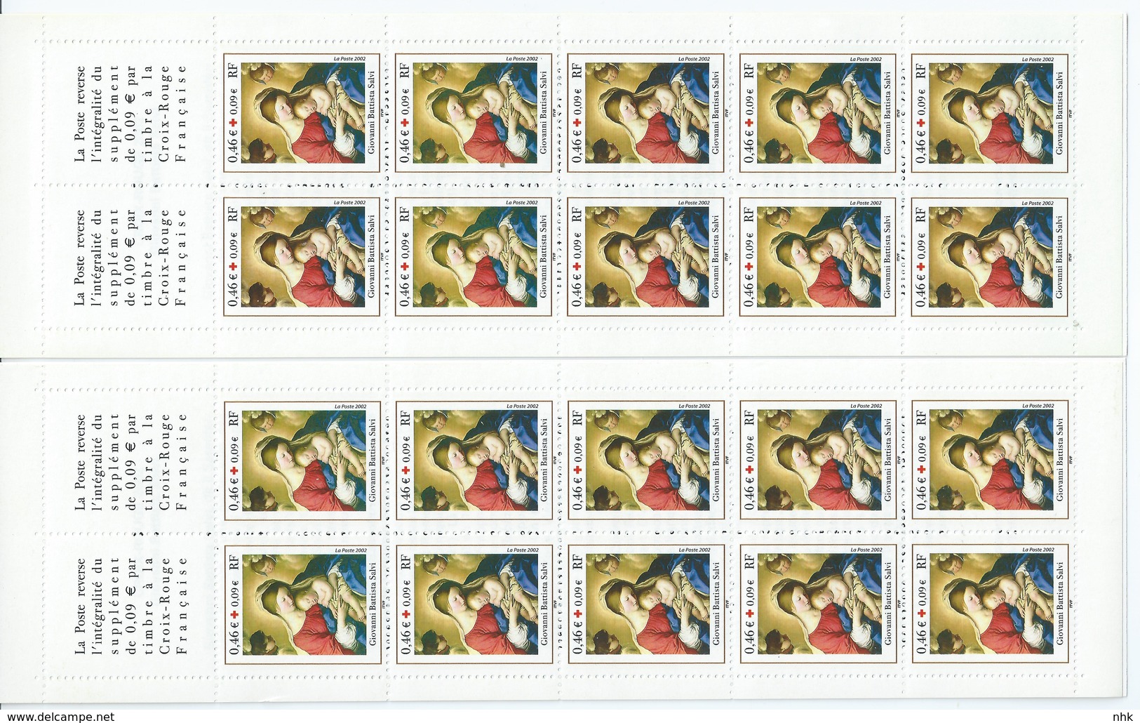 [17] Variété : Carnet Croix-rouge 2002 N° 2051 Fond Brun Verdâtre Au Lieu De Brun-jaune + Normal * - Markenheftchen