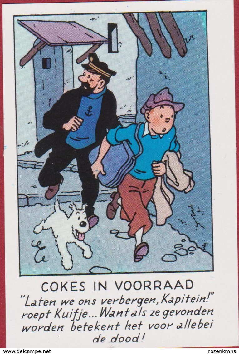 Cokes In Voorraad Kuifje En Bobbie Kapitein Haddock Tintin Et Milou Reclamekaartje Strip Stripfiguur Bande Dessinée BD - Collections