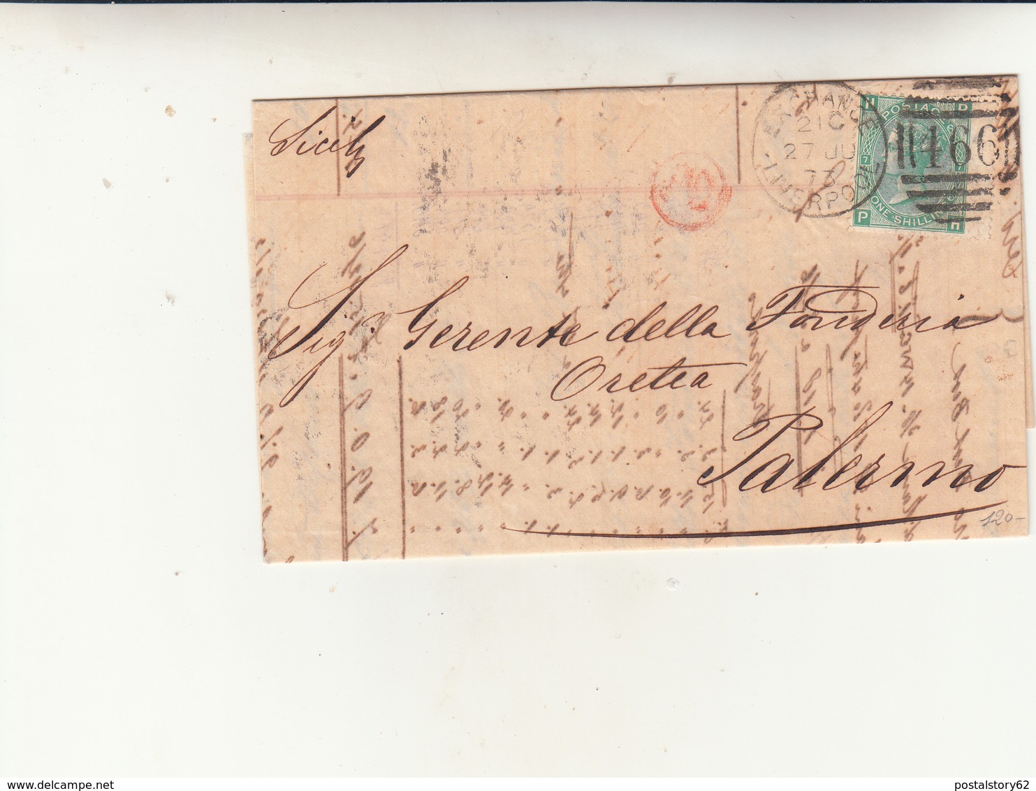 Exchange Liverpool To Palermo. Piego Fattura Commerciale 1873 - Storia Postale