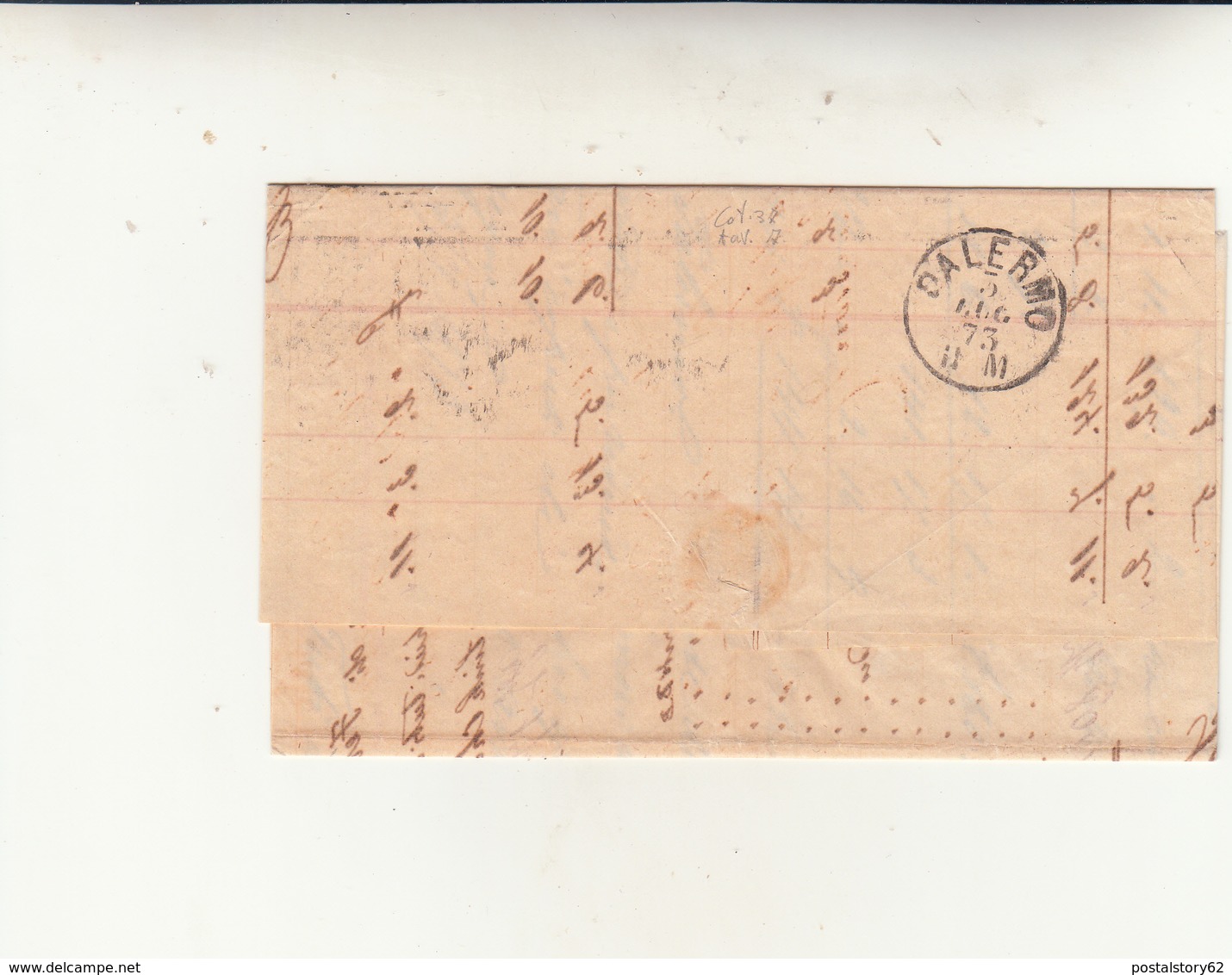 Exchange Liverpool To Palermo. Piego Fattura Commerciale 1873 - Storia Postale