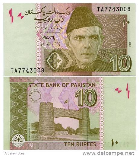 PAKISTAN       10 Rupees        P-45f         2011        UNC  [sign. Yaseen Anwar] - Pakistan
