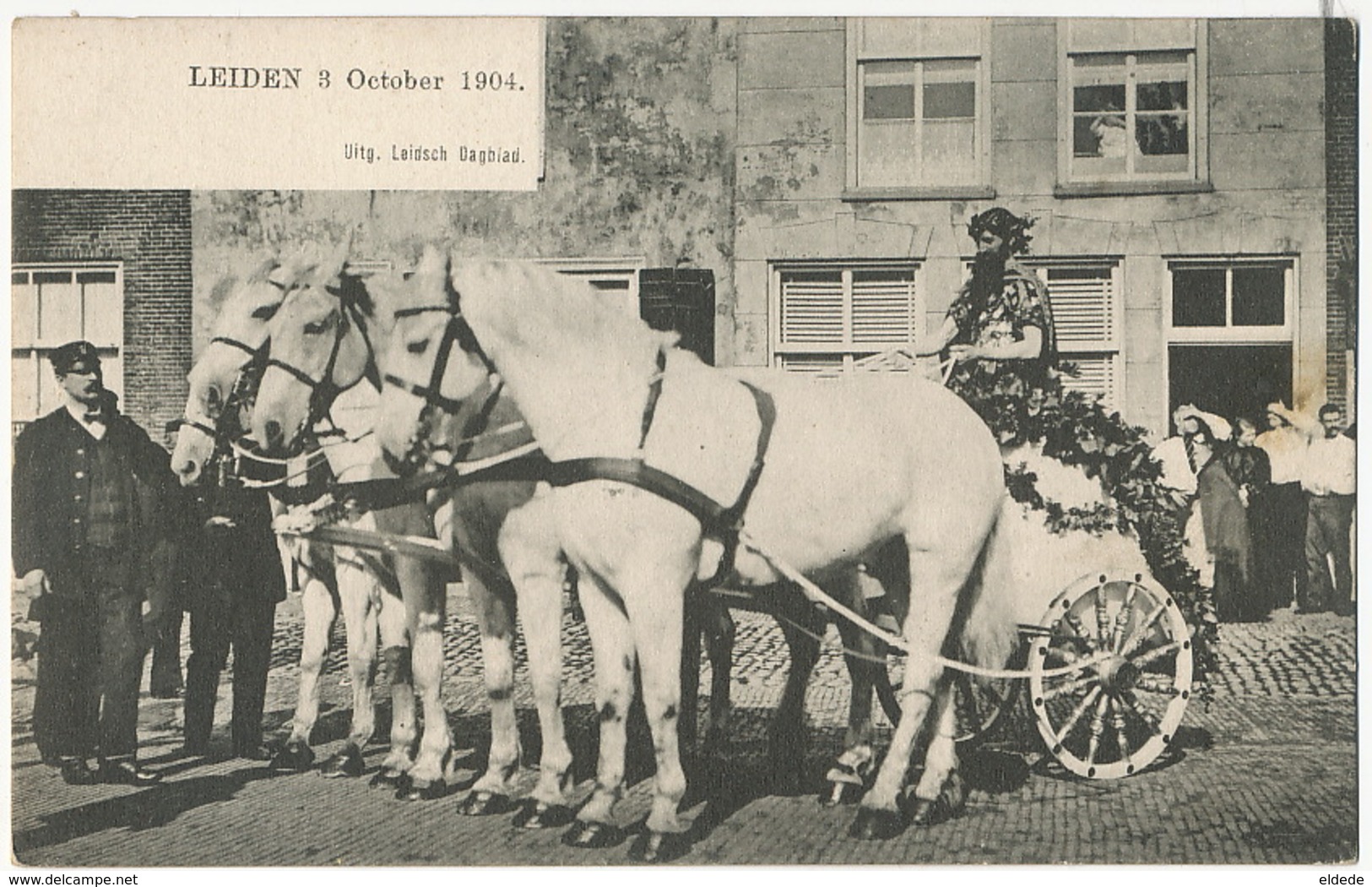 Leiden  3 October 1904 Edit Leidsch Dagblad Feast Attelage 4 Chevaux  Horse Cart Four Horses - Leiden