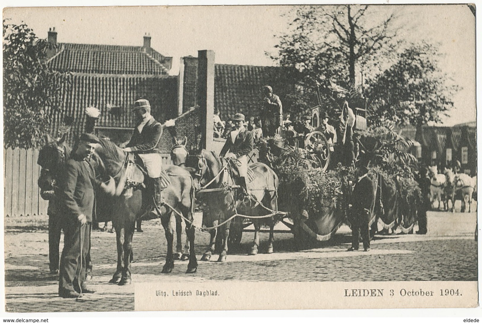 Leiden  3 October 1904 Edit Leidsch Dagblad Feast Horse Cart 4 Horses Attelage - Leiden
