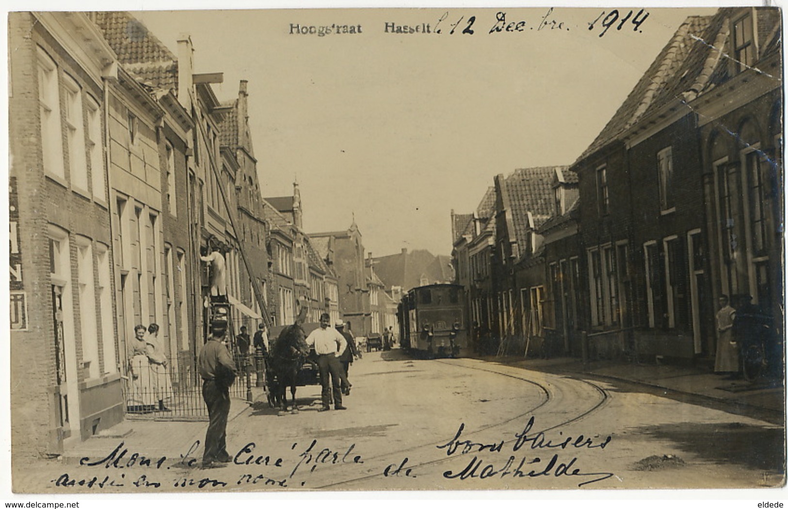 Real Photo Hasselt  Hoogs'raat Tram Tramway Photo Jacob Drapsteen Creases Top Right Corner - Autres & Non Classés