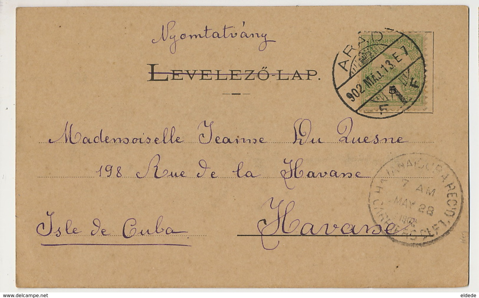 Arad Szechenyi Uteza Used To Cuba 1902 - Roumanie