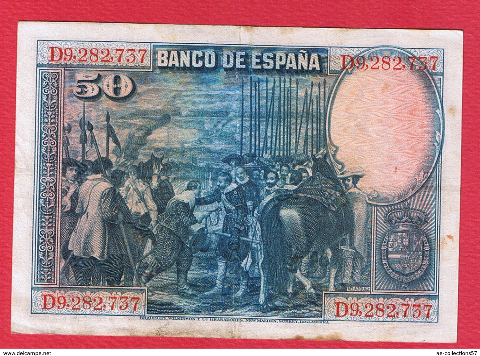 Esoagne  - 50 Pesetas 15 Aout 1928 -  Pick # 75  - état  TTB - 50 Pesetas